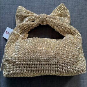 Madison West Sparkling Gold Rhinestone Clutch